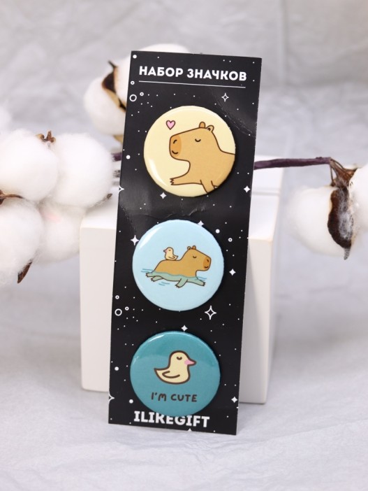 Набор значков «Capybara and duck» 