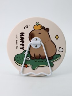 Зеркало настольное "Capybara is happy", беж, 15,6*15,6 см