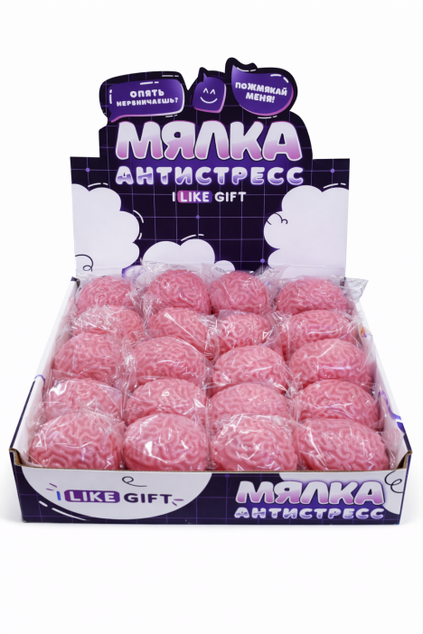 Мялка - антистресс «Мозги», шоу-бокс 12 шт. 
