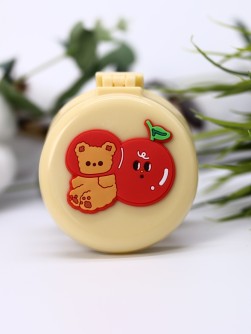 Расческа раскладная с зеркалом  "Cherry bear folding", beige