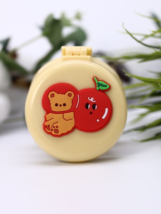 Расческа раскладная с зеркалом  "Cherry bear folding", beige 