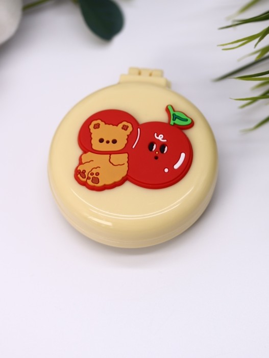 Расческа раскладная с зеркалом  "Cherry bear folding", beige 