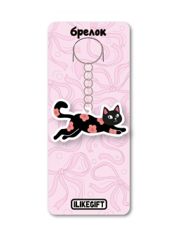 Брелок ECO из дерева iLikeGift "Котик в цветах"