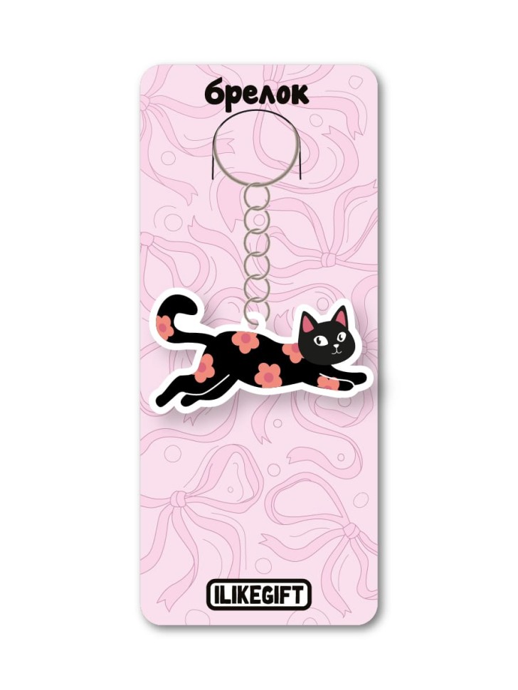 Брелок ECO из дерева iLikeGift "Котик в цветах"