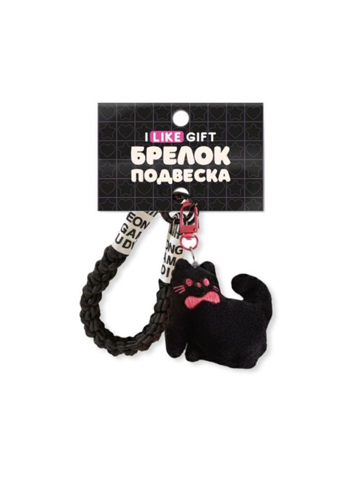Брелок-подвеска для телефона iLikeGift «Bow cat», black 
