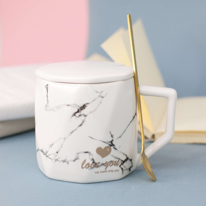 Кружка "Marble heart", white 