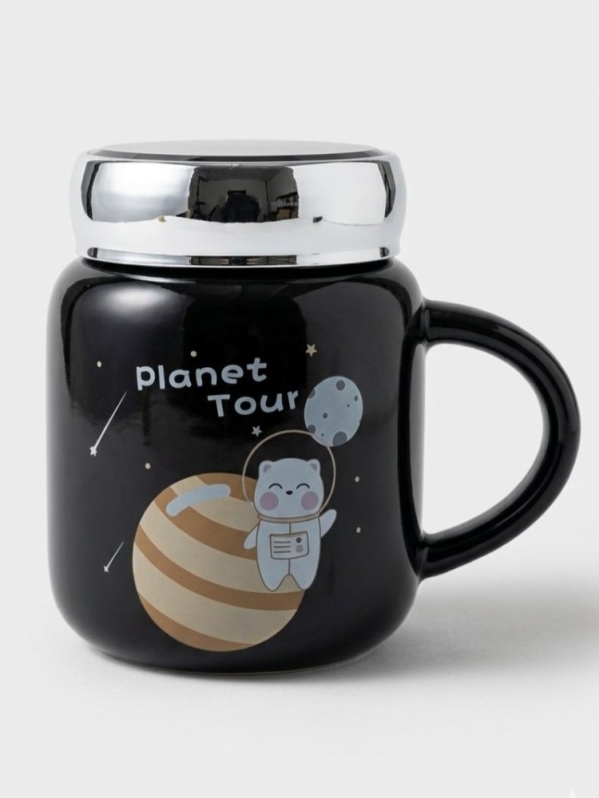 Кружка «Космический полет», черная, микс