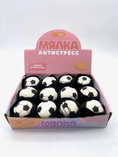 Мялка - антистресс на резинке «Football», шоу-бокс 12 шт.
