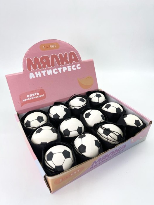 Мялка - антистресс на резинке «Football», шоу-бокс 12 шт. 