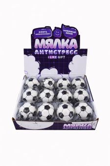 Мялка - антистресс на резинке «Футбол», шоу-бокс 12 шт.