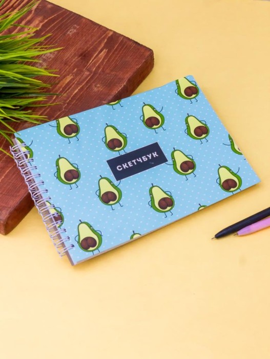 Скетчбук &quot;Avocado and popka&quot; 14х20 см,  плотность 190 гр 