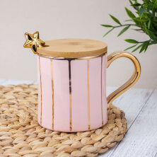Кружка "Gold stripes", pink (440 ml)