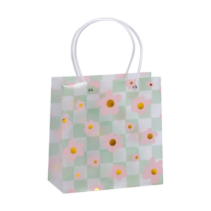 Пакет подарочный прозрачный «Flowers from film», green square (22*21,5*10) 