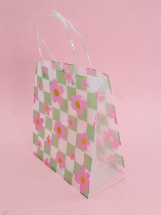 Пакет подарочный прозрачный «Flowers from film», green square (22*21,5*10) 