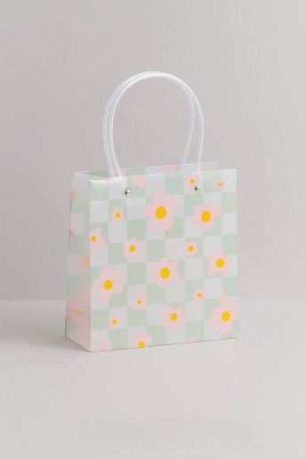 Пакет подарочный прозрачный «Flowers from film», green square (22*21,5*10)