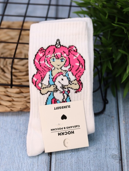 Носки женские "I'm unique unicorn girl", р. 35-40, белый 