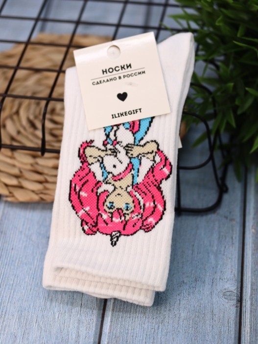 Носки женские "I'm unique unicorn girl", р. 35-40, белый 