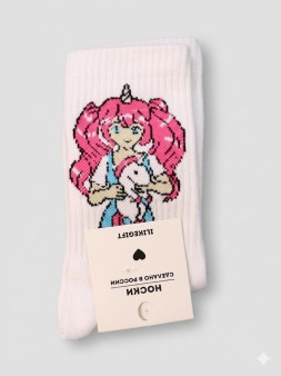Носки женские "Я уникальная девушка-единорог", р. 35-40, белые
