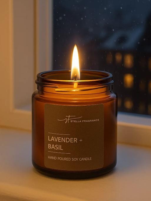 Свеча Stella Fragrance &quot;LAVENDER BASIL&quot; 90 гр. 