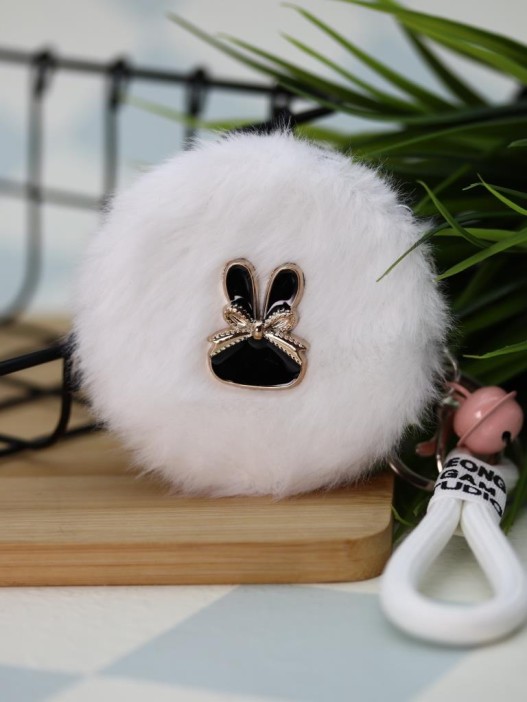 Плюшевое раскладное зеркало с брелоком "Bunny", белое (7*7 см) 