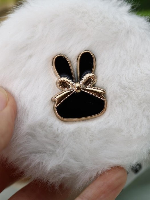 Плюшевое раскладное зеркало с брелоком "Bunny", белое (7*7 см) 