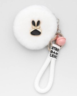 Плюшевое раскладное зеркало с брелоком "Bunny", белое (7*7 см)