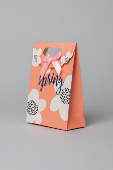 Пакет подарочный (XS) "Big flowers", red (12x6x16)