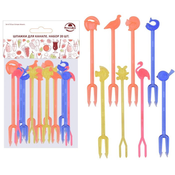 Набор шпажек для канапе &quot;Зоопарк&quot; 20 шт. (L= 86 мм) 