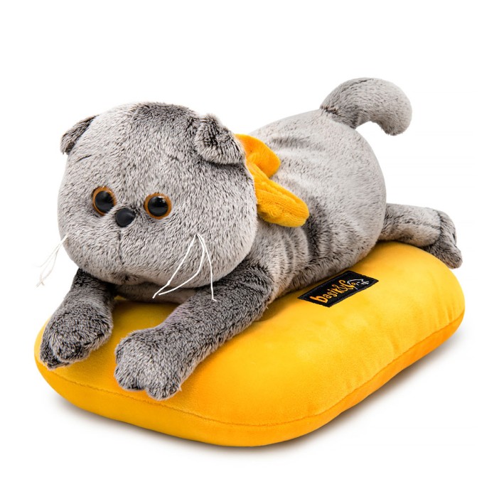 Мягкая игрушка "Кот Басик на подушке (лежачий)" (19 см) 