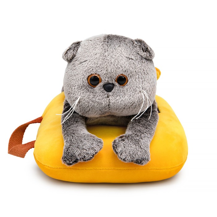 Мягкая игрушка "Кот Басик на подушке (лежачий)" (19 см) 