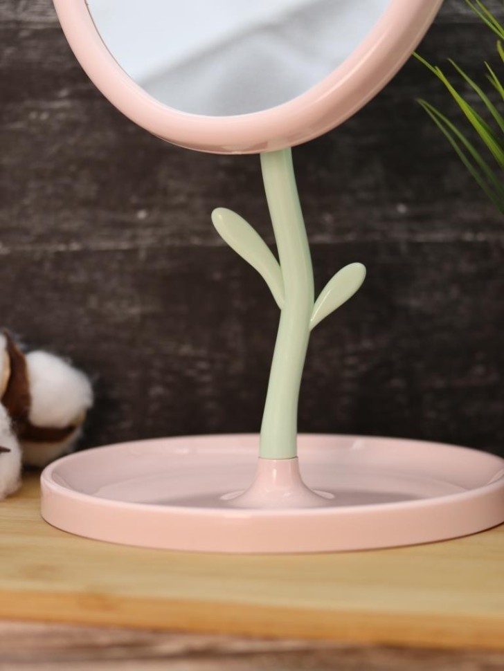 Зеркало настольное GIRLY "Тюльпан", розовое