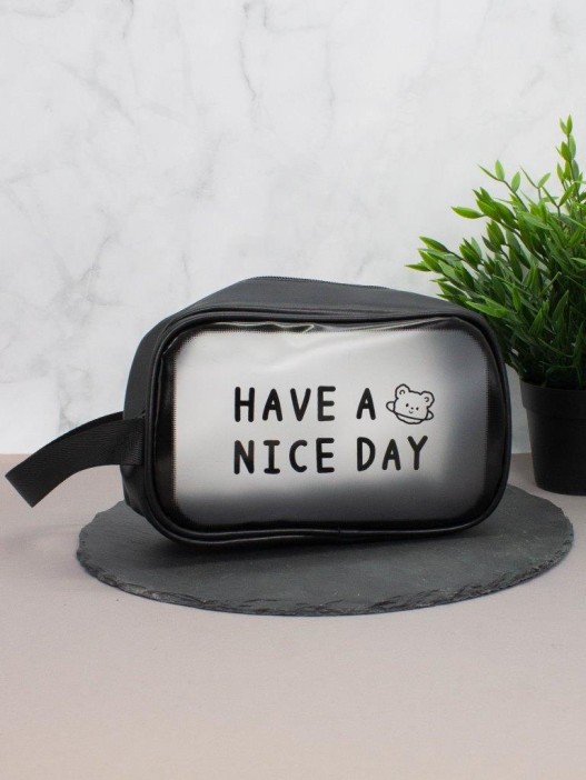 Косметичка &quot;Have a nice day&quot;, black (14х20х9,5 см) 