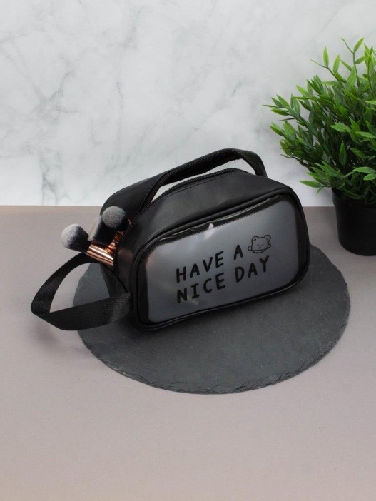 Косметичка &quot;Have a nice day&quot;, black (14х20х9,5 см) 