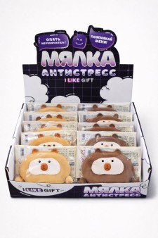 Мялка - антистресс «Ролл Капибара», шоубокс iLikeGift 12 шт.