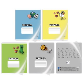 Тетрадь А5 "My Game" в доп. ПВХ обложке, 12 л, линейка, mix