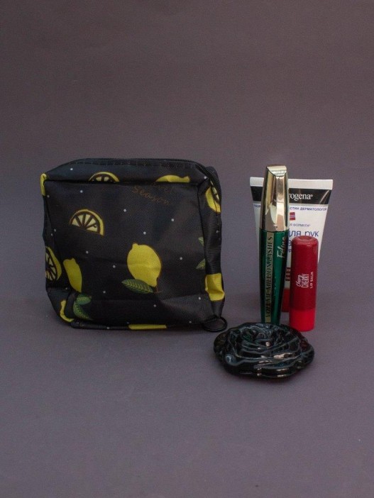 Косметичка &quot;Drawings, lemon&quot;, black (12.5*12.5*6.5) 