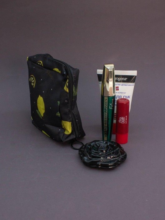 Косметичка &quot;Drawings, lemon&quot;, black (12.5*12.5*6.5) 