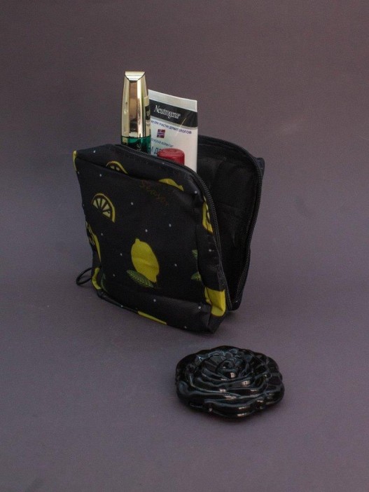 Косметичка &quot;Drawings, lemon&quot;, black (12.5*12.5*6.5) 