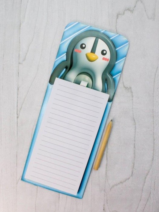 Магнитный блок для записей с карандашом «Animal family», blue, 10х27 см 