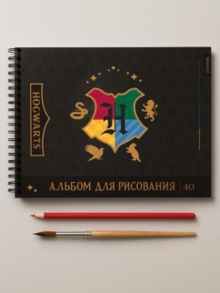 Альбом для рисования А4 &quot;Гарри Поттер&quot;, 40 л на гребне, мелов. обложка 235 гр/м2