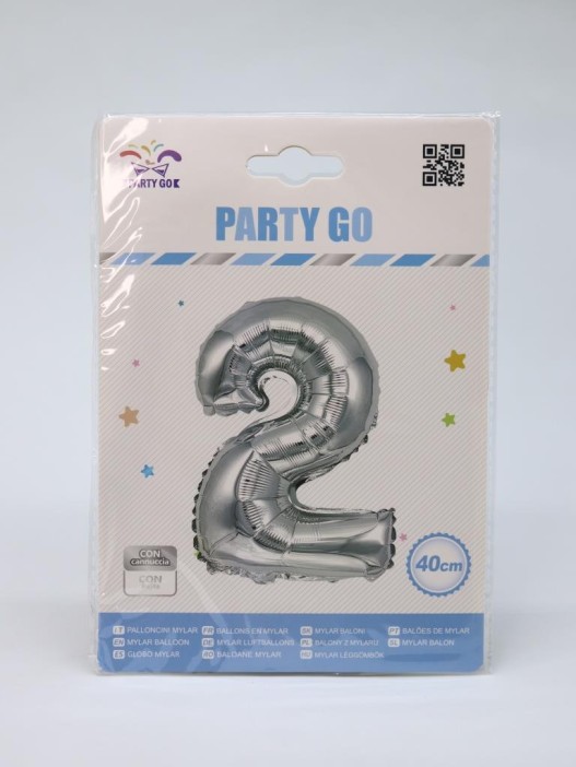 Шар фольгированный &quot;Milestone moments&quot; цифра 2, хром (40 см) 