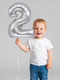 Шар фольгированный "Milestone moments" цифра 2, хром (40 см)