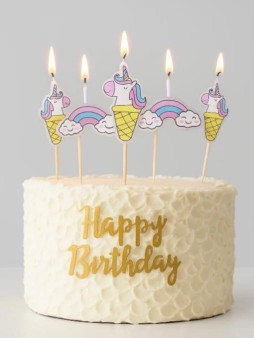 Набор свечей 5 шт. "Unicorn party", (6-8,5 см)