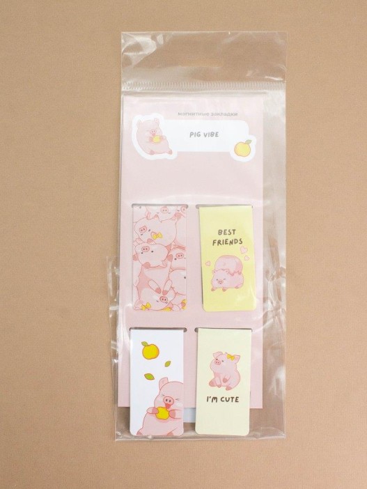 Набор магнитных закладок «PIG vibe», 4 шт., 35х70 мм 