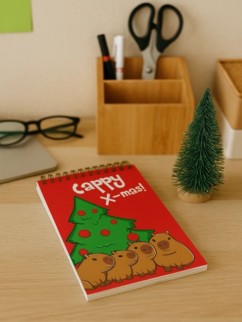 Блокнот А6 "Capy Christmas", 60 л, на гребне