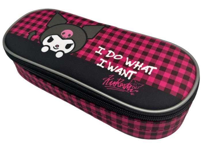 Пенал корпусный овальный &quot;Kuromi. I do what I want&quot;, (21*8,5*5 см) 
