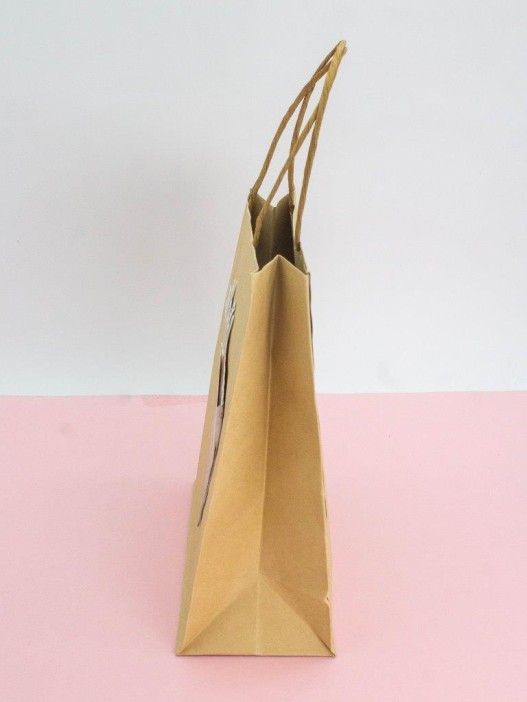 Пакет подарочный крафтовый «Brown Kraft», yellow flowers (21*25,5*10) 