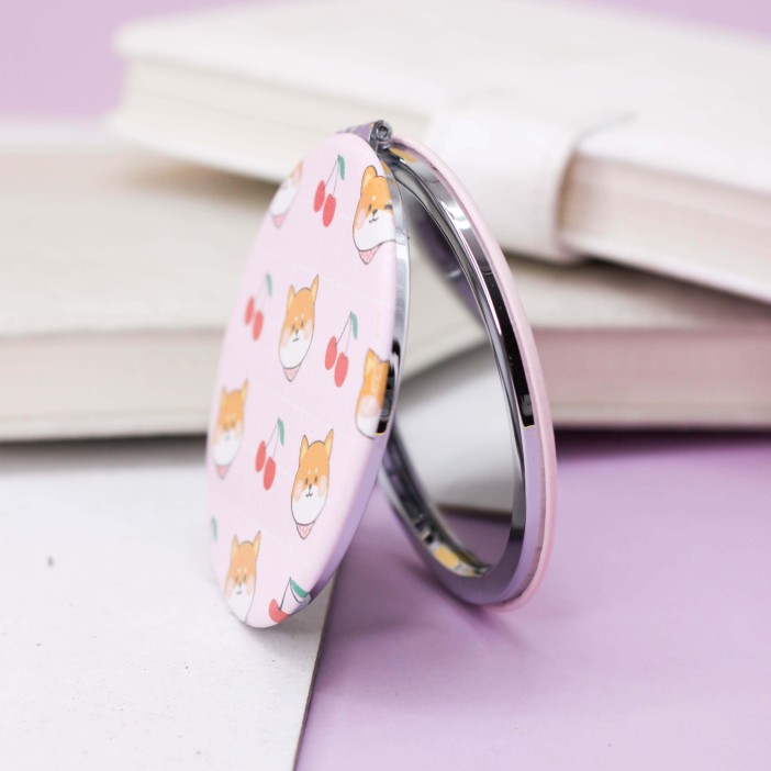 Зеркало "Hello dog Corgi cherry", pink 