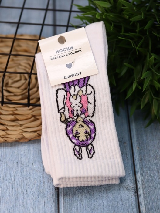 Носки женские "Love bunny girl", р. 35-40, белый 
