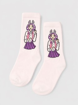 Носки женские "Влюбленная девушка с зайцем", р. 35-40, белые